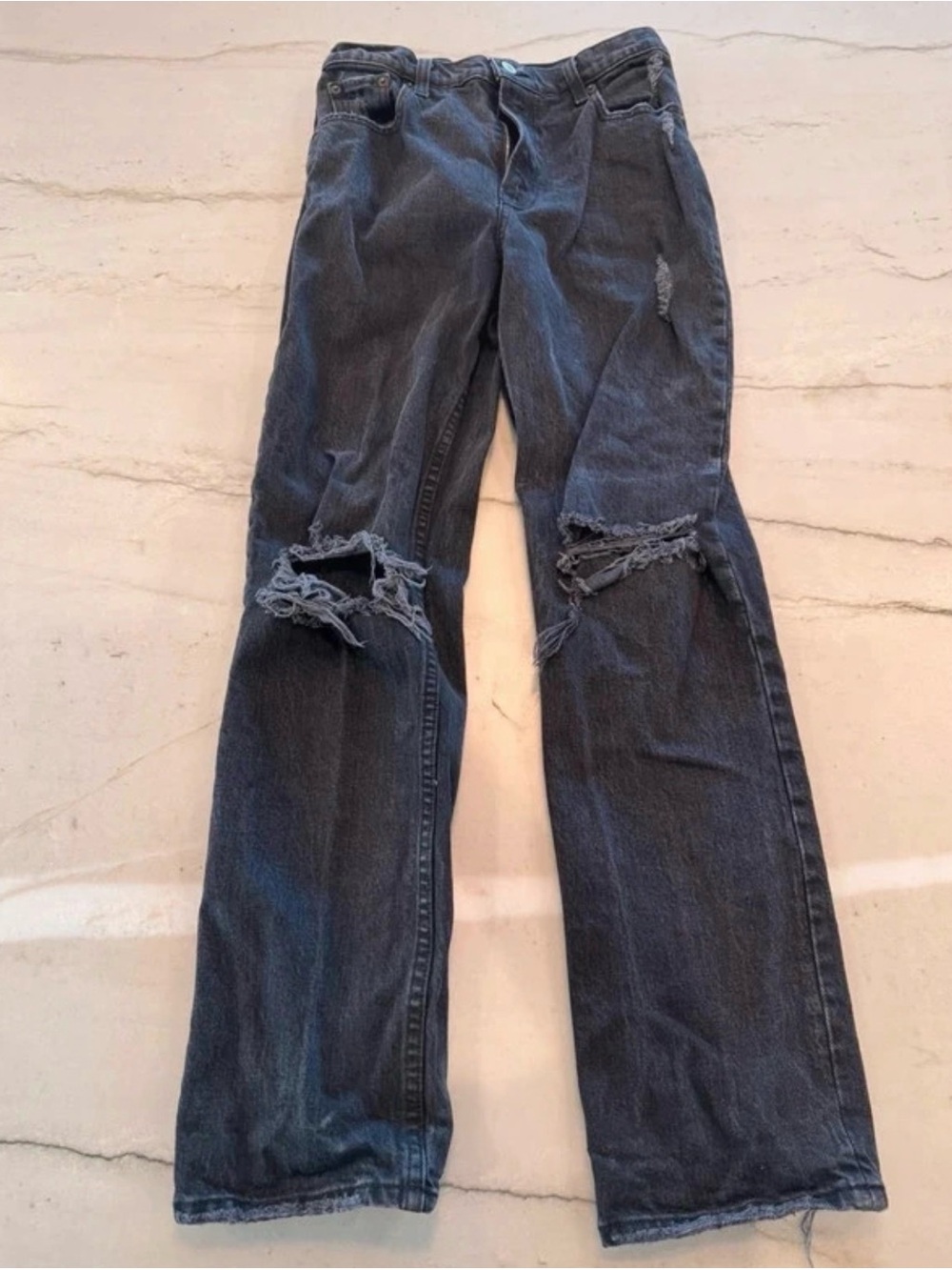 Abercrombie & Fitch The 90s Straight Ultra High Rise - Black Wash